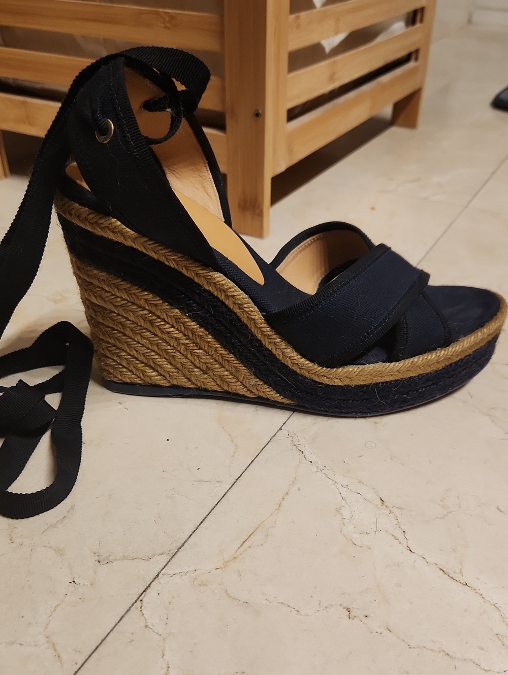 Navy Espadrille, Size 40, Castaner, Made In Spain, Cotton, Leather Lining